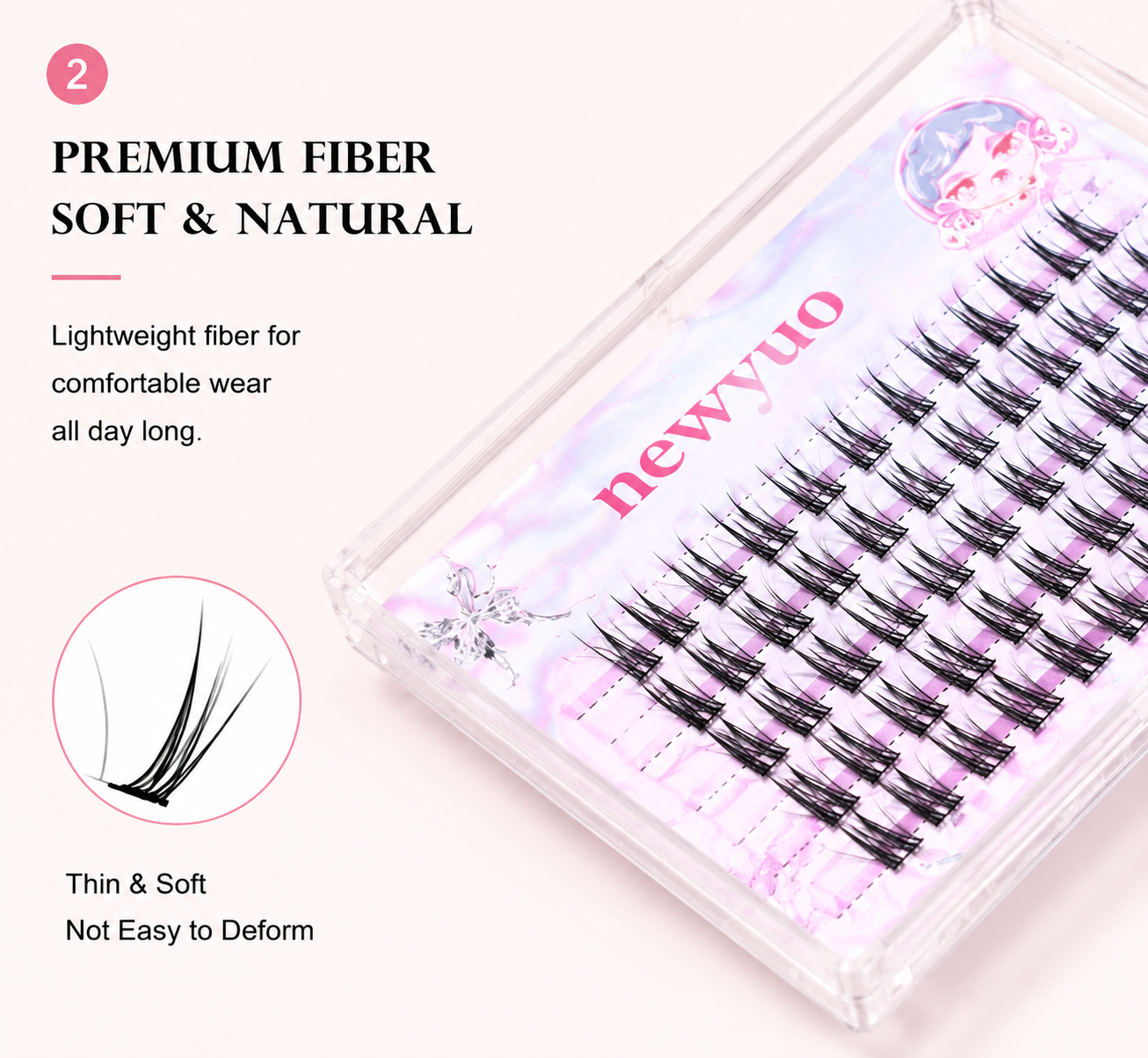 Winged Fox Eye Cluster Lashes – Natural Fluffy False Eyelashes