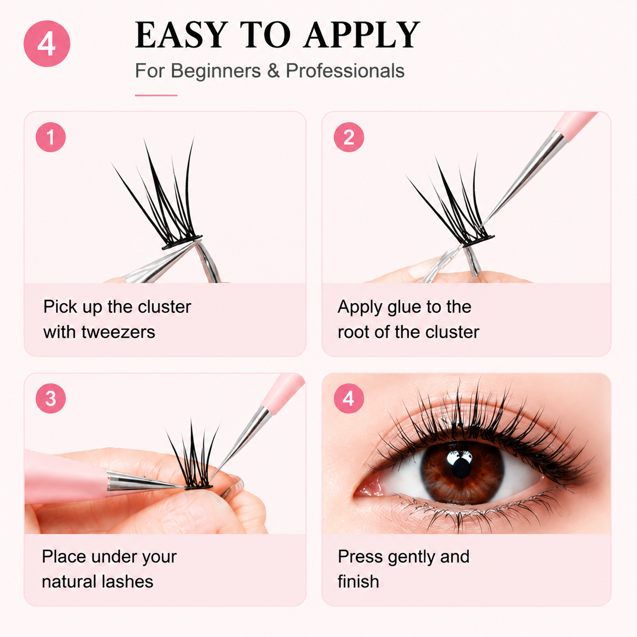 Winged Fox Eye Cluster Lashes – Natural Fluffy False Eyelashes