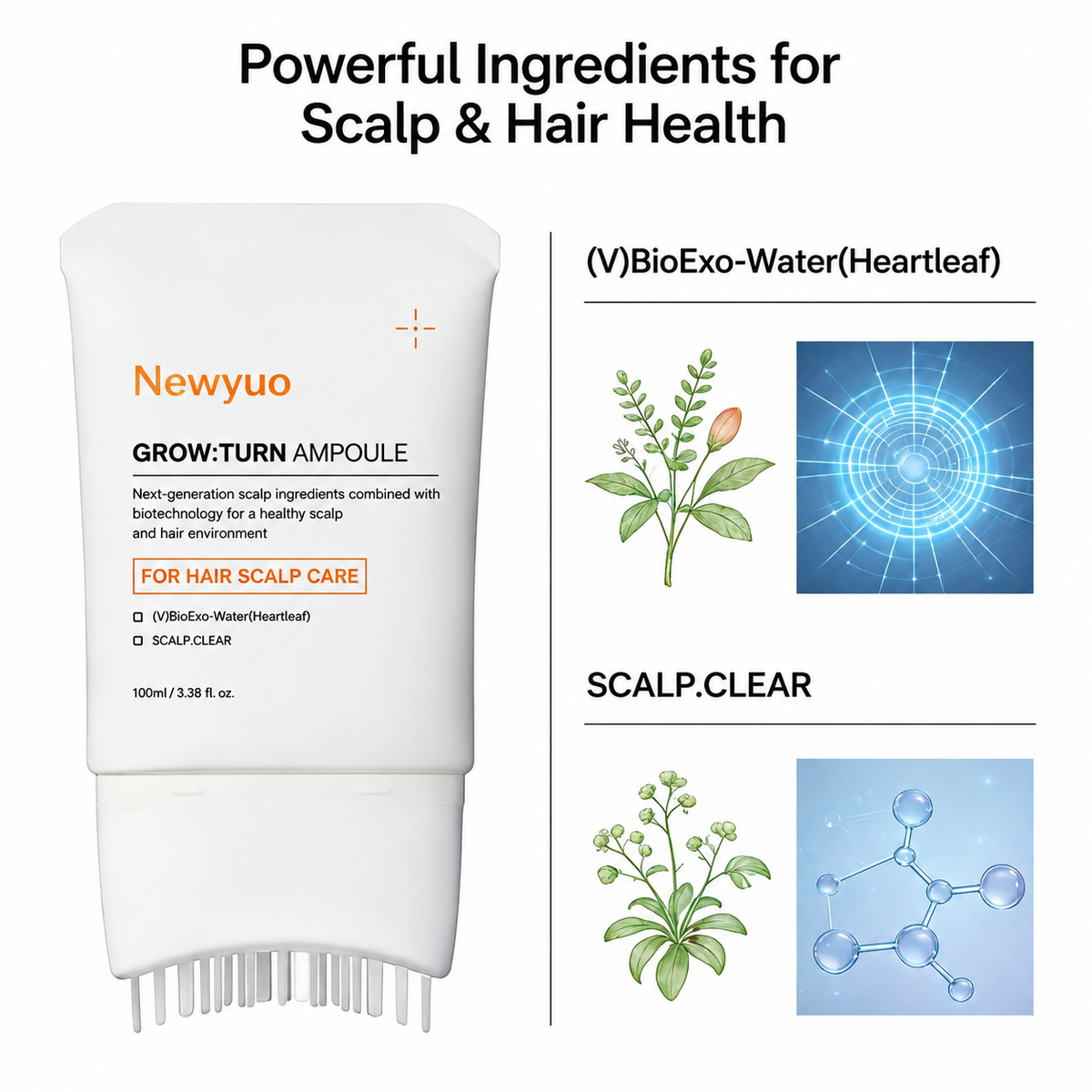 Newyuo Hair Growth Serum | Nourishing Scalp Treatment with Built-In Brush