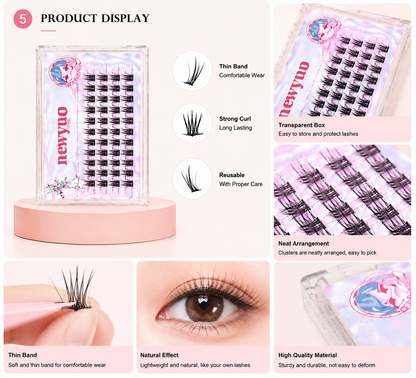 Winged Fox Eye Cluster Lashes – Natural Fluffy False Eyelashes
