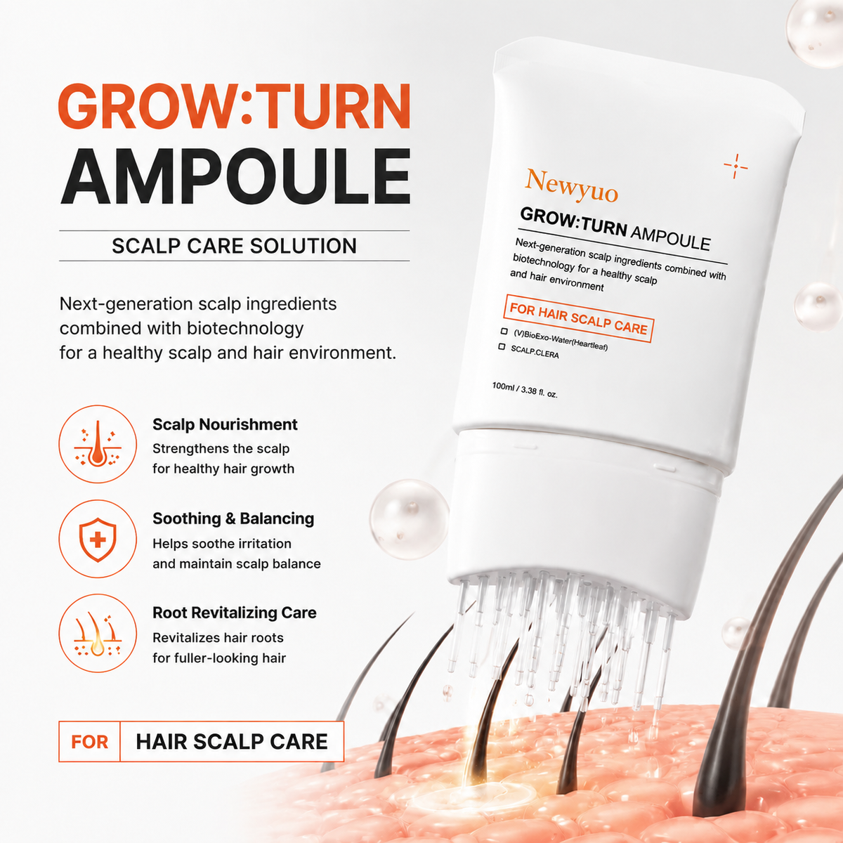Newyuo Hair Growth Serum | Nourishing Scalp Treatment with Built-In Brush