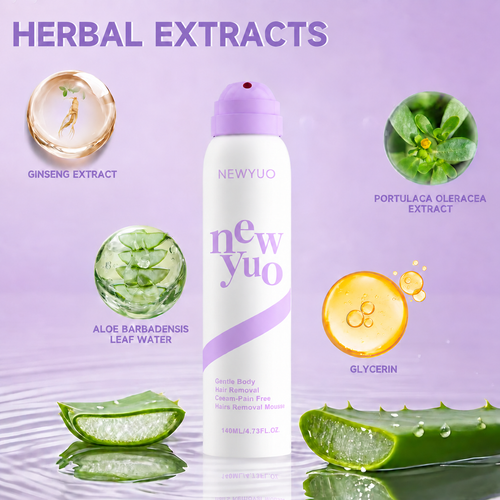 NEWYUO Gentle Hair Removal Spray | Aloe, Ginseng & Hyaluronic Acid | For Men & Women